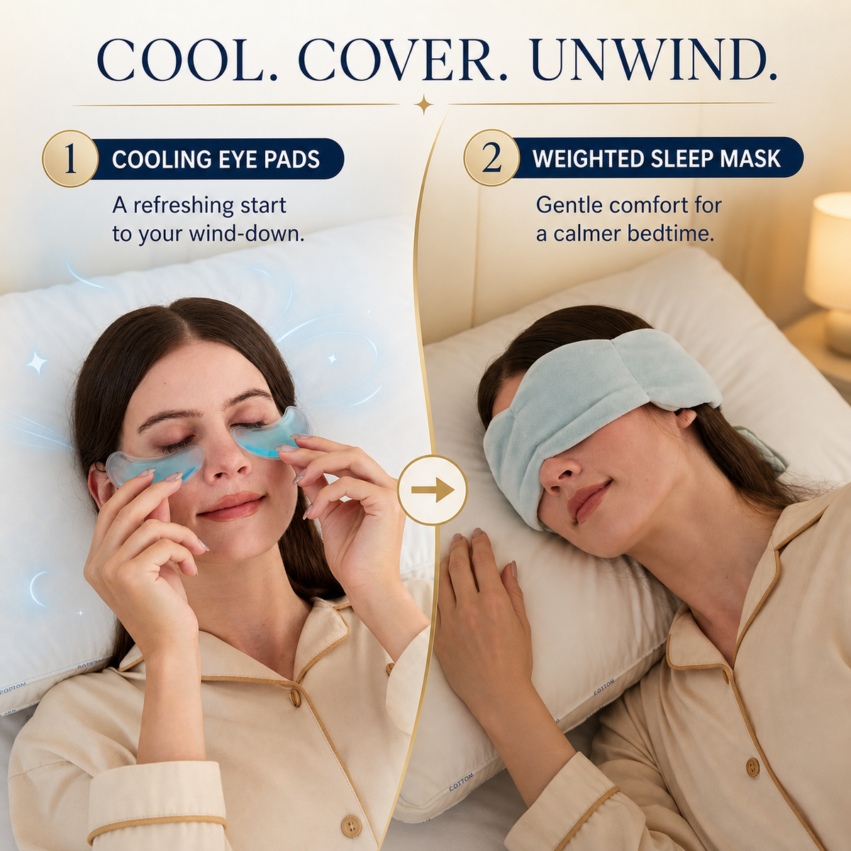 Weighted Sleep Mask for Side Sleepers – 3D Cooling Eye Mask with Gel Pads | DormaNova