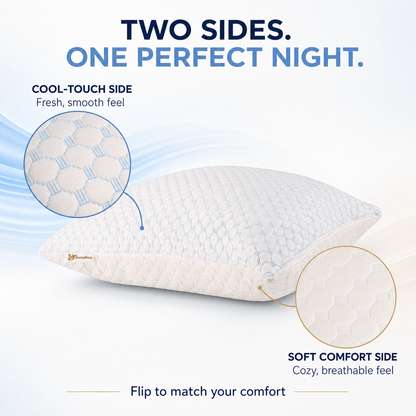 Cooling Memory Foam Pillow for Side, Back & Stomach Sleepers – Adjustable Shredded Gel Foam | DormaNova