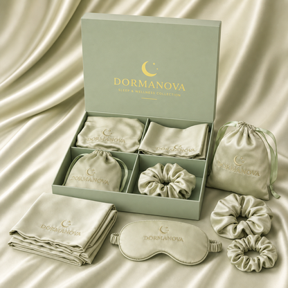 Satin Sleep Gift Set for Women – Pillowcase, Sleep Mask, Bonnet & Scrunchies | DormaNova
