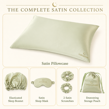 Satin Sleep Gift Set for Women – Pillowcase, Sleep Mask, Bonnet & Scrunchies | DormaNova