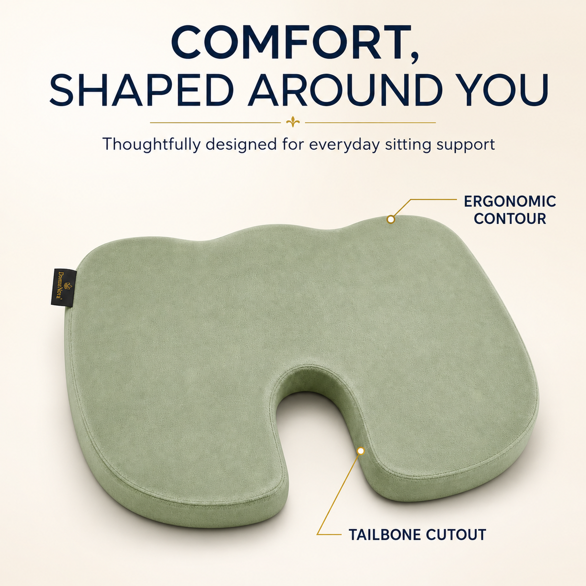 Memory Foam Seat Cushion – Cooling Gel Coccyx Cushion for Office Chair | DormaNova